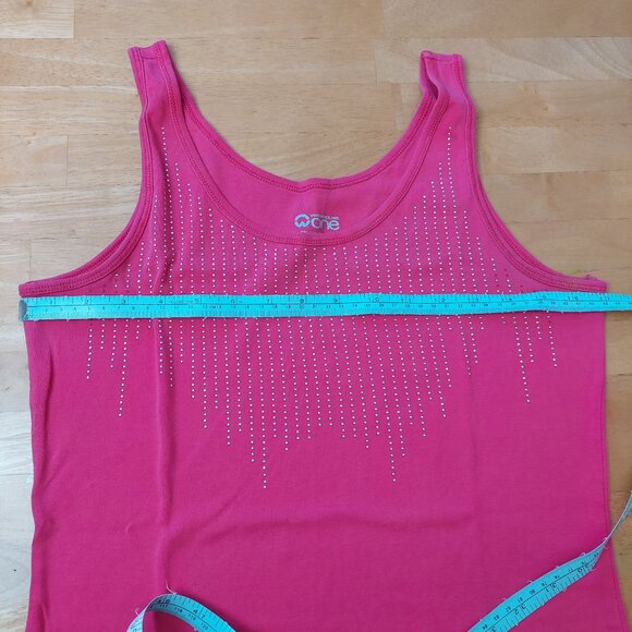 Warehouse One scoop neck tank front embellished detail Pink Women's Large - Picture 6 of 7